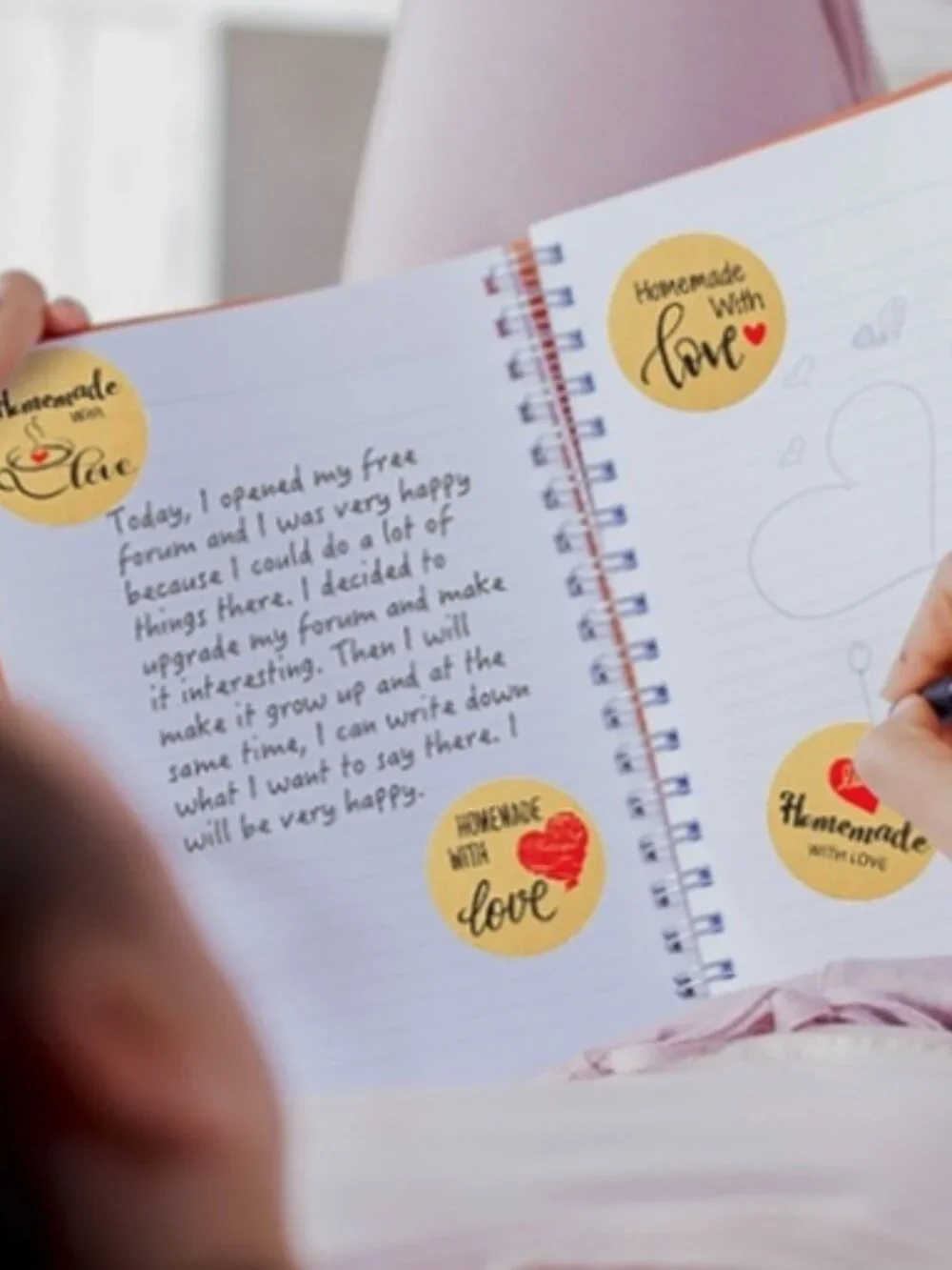 150 HOMEMADE WITH LOVE Stickers 8 Designs 1.5